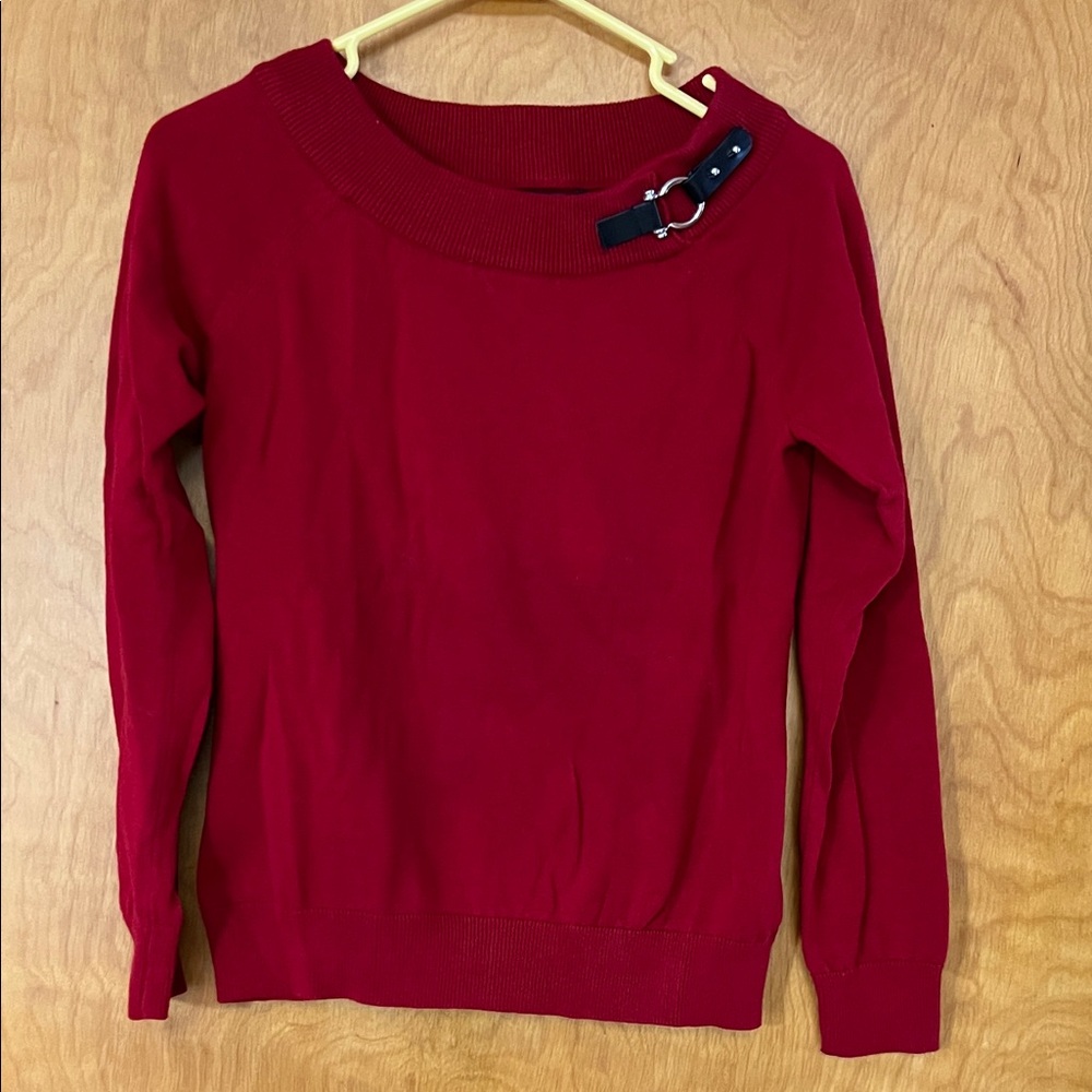 Ralph Lauren Red Sweater with Buckle Accent